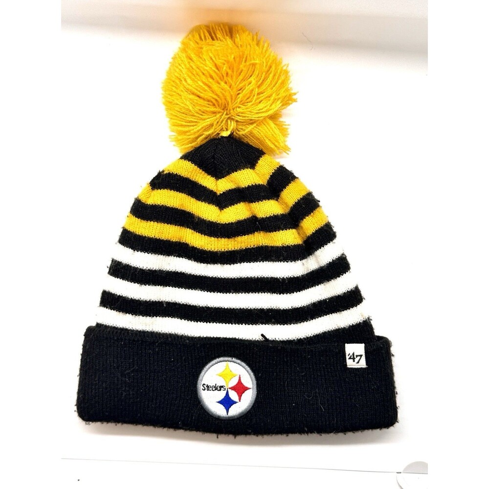 47 Brand‎ Pittsburgh Steelers Black Cuffed Knit Hat w/ POM
